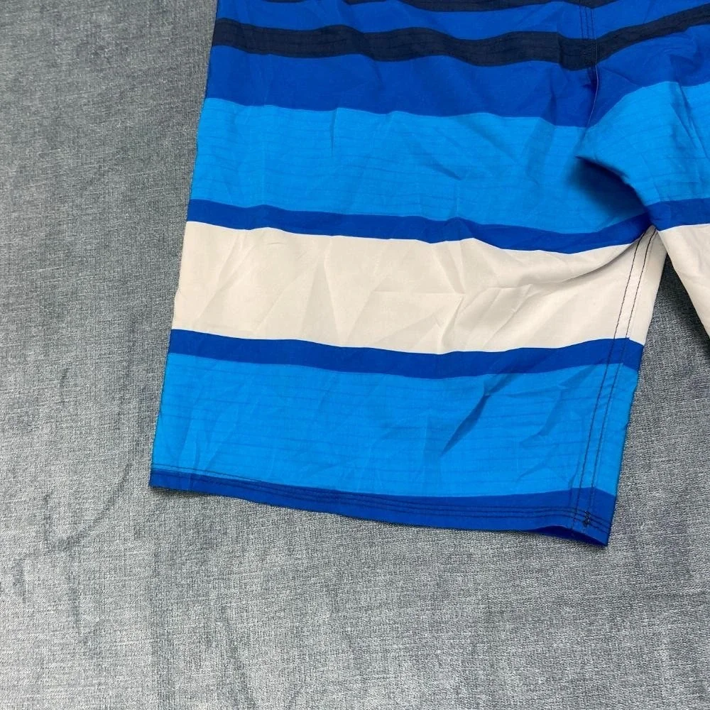 Quiksilver Board Shorts Men 34 Blue White Colorblock Surfing Swimwear Drawstring